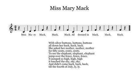 Apr 9, 2018 · Notably, rap artist Rich Kidz referenced Miss Mary Mack in “Pop That” (2013), singing: “Miss Mary Mack, Mack, Mack / All dressed in black, black, black / She got tattoos / All down her back, back, back.” That portion of the song inspired a dance craze that spread as the video Miss Mary Mack Challenge on social media. 
